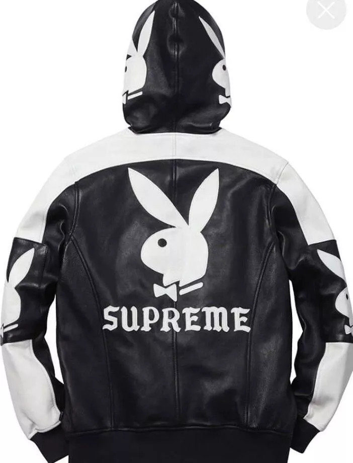 Veste en cuir à capuche Supreme Playboy couleur noir taille S occasion