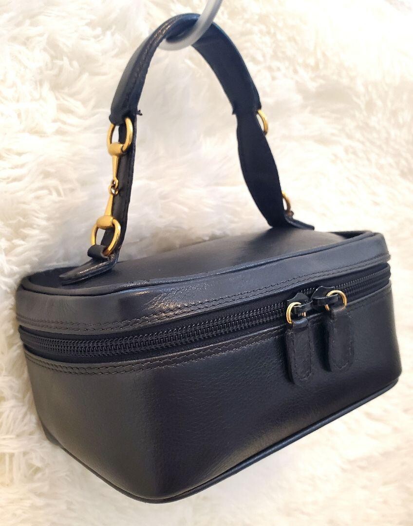 Gucci Vanity Bag Handbag Cosmetic Pouch Leather Black Used VG JP 