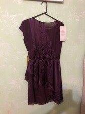 Alice + Olivia MIDI Short Wing Sleeves Dress Plum Size Large- NWT- Retail $368