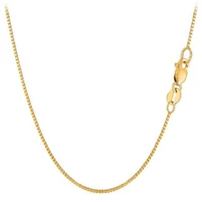 10k Yellow Real Solid Gold Mirror Box Chain Necklace, 0.8mm, 18"