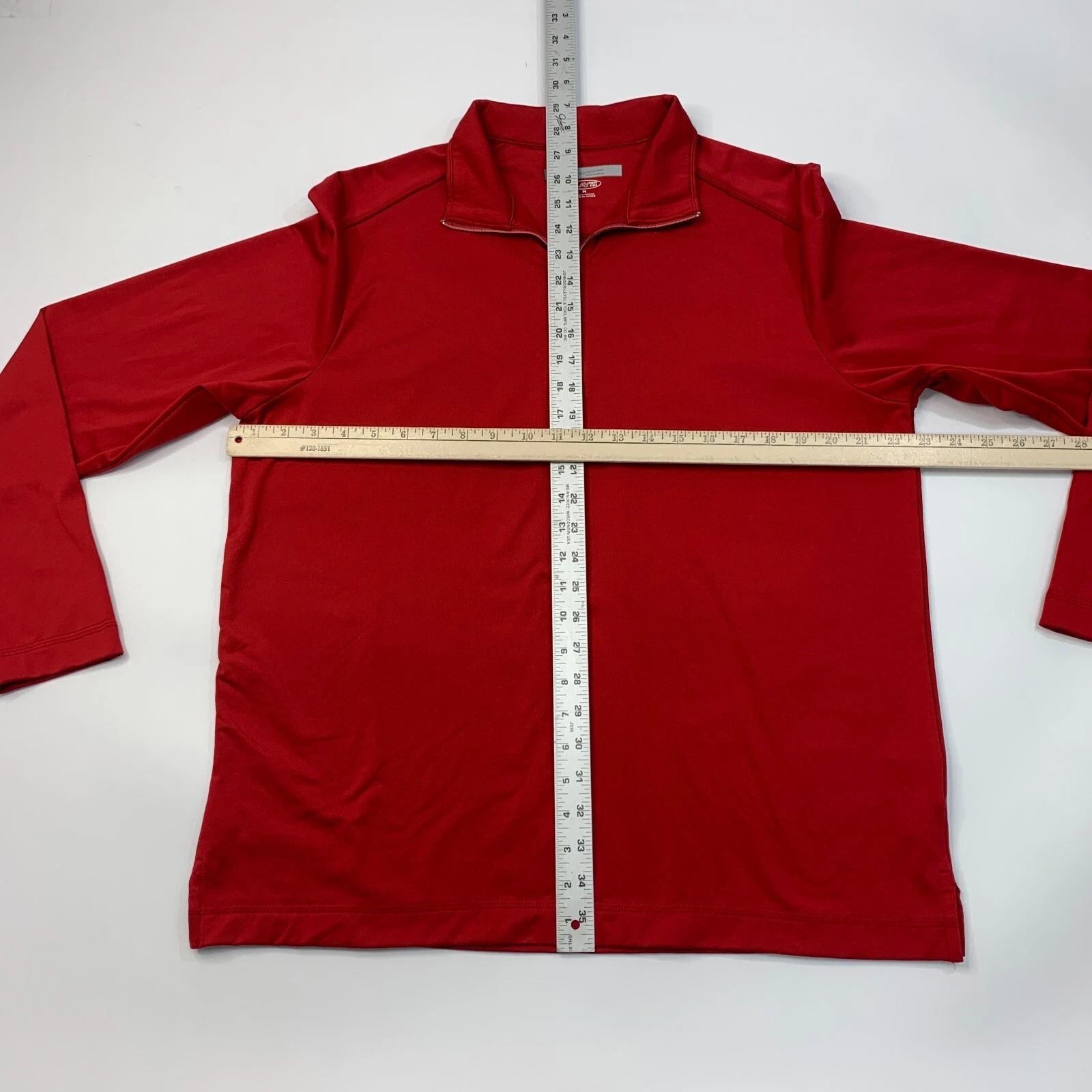 VETEMENTS Greg Norman Felpa Uomo M Media Rossa PlayDry Quarto Zip Foderata in Pile Golf