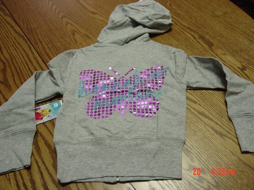 Girls Lightweight Gray Embellished Hannah Montana Zippered Hoodie by Disney - Picture 2 of 5