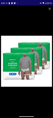 AMAZON BASIC MEN'S PROTECTIVE UNDERWEAR  X  LARGE  48 COUNT 3 PACKS OF 16
