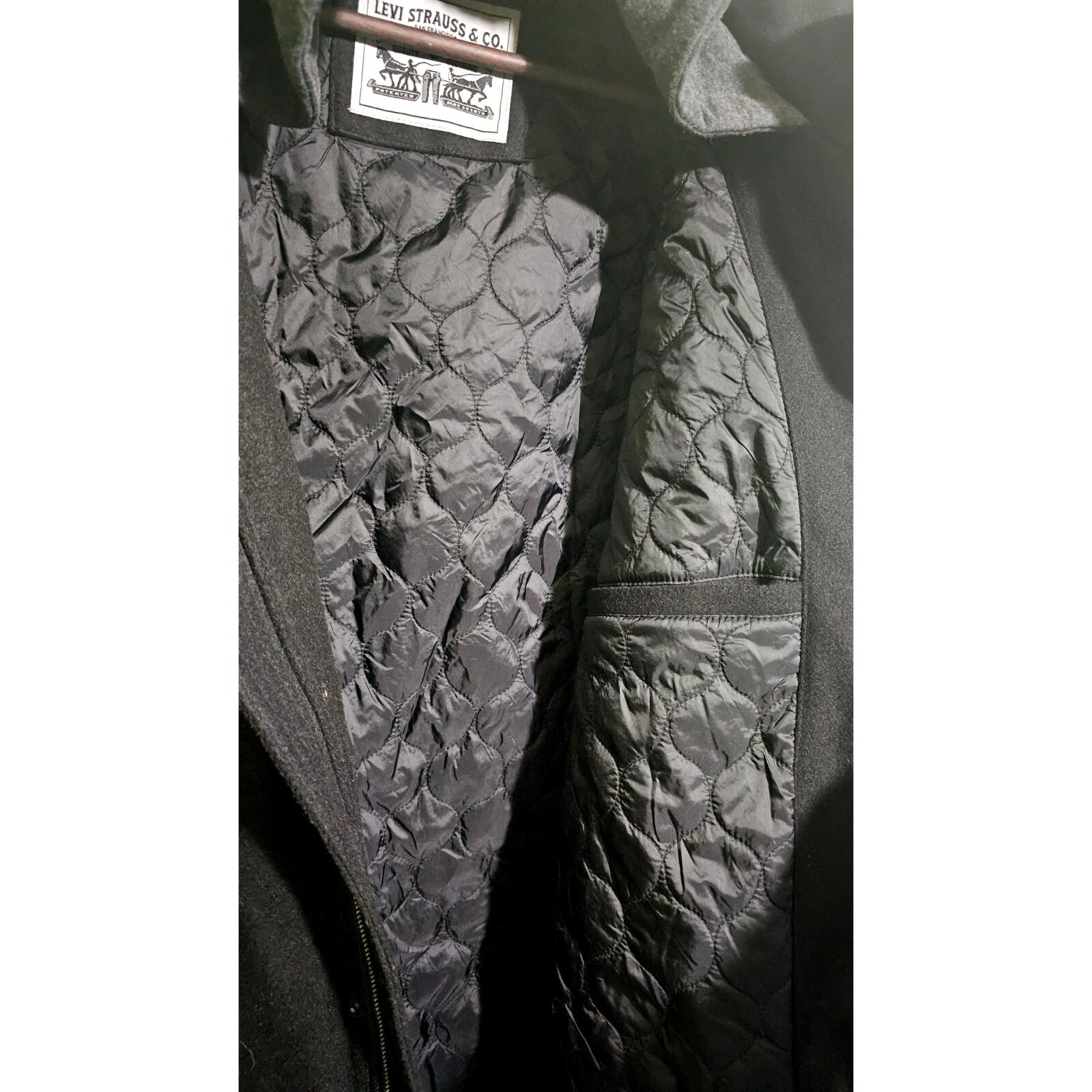 Levi's Men's Big & Tall Wool Military Hooded Trucker Coat 3XLT Black