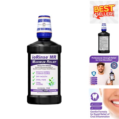 Patented ioRinse MR Mouthwash - Fast Relief for Mouth Sores & Dry Mouth 33.8 Oz