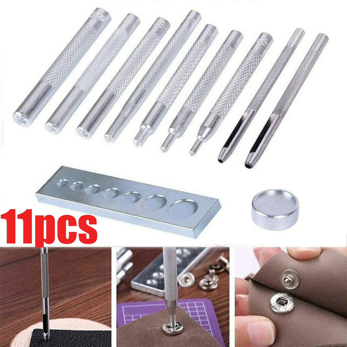 9mm Stainless Steel Double-Sided Rivet Setter With Base – Leathercraft Punch & Rivet Installation Tool