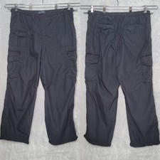 AEROPOSTALE Parachute Cargo Bungee Pants Size L / XL Black Wide Leg Pull On