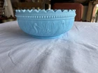 L.E Smith, Blue Milk Glass “Stork In The Rushes” Bowl