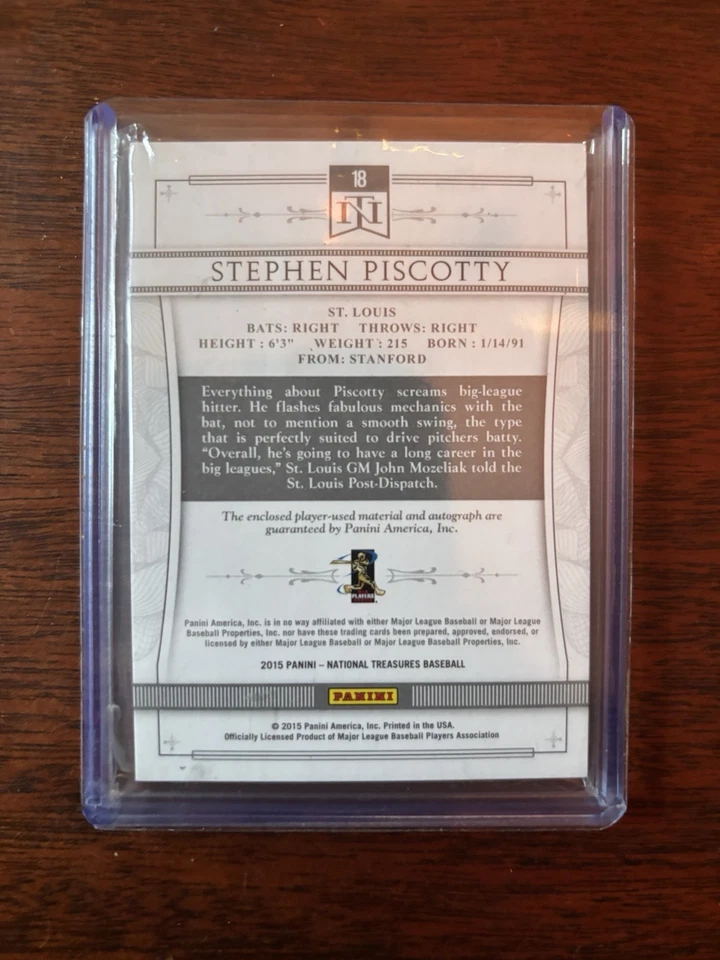 2015 Panini National Treasure "Prospect Silhouette" Stephen Piscotty 17 de 25 Foto 2 de 2