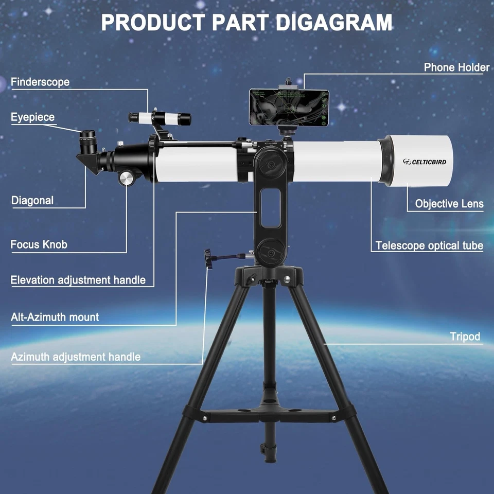 Celticbird High Powered, 90mm Aperture 700mm Refractor Telescope - Image 4 of 4
