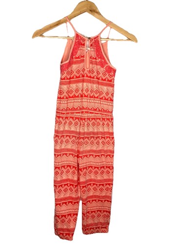 Roxy Girl Romper with Pockets Striped Orange One Piece | Girl Size 7 - Picture 2 of 4