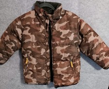 Oshkosh Sz 6 Boys Warm Winter Jacket Coat Puffer Fleece Camo Full Zip EUC