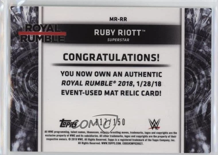 2018 Topps WWE Women's Division Mat Relics Royal Rumble Green /150 Ruby Riott - Image 2 of 2