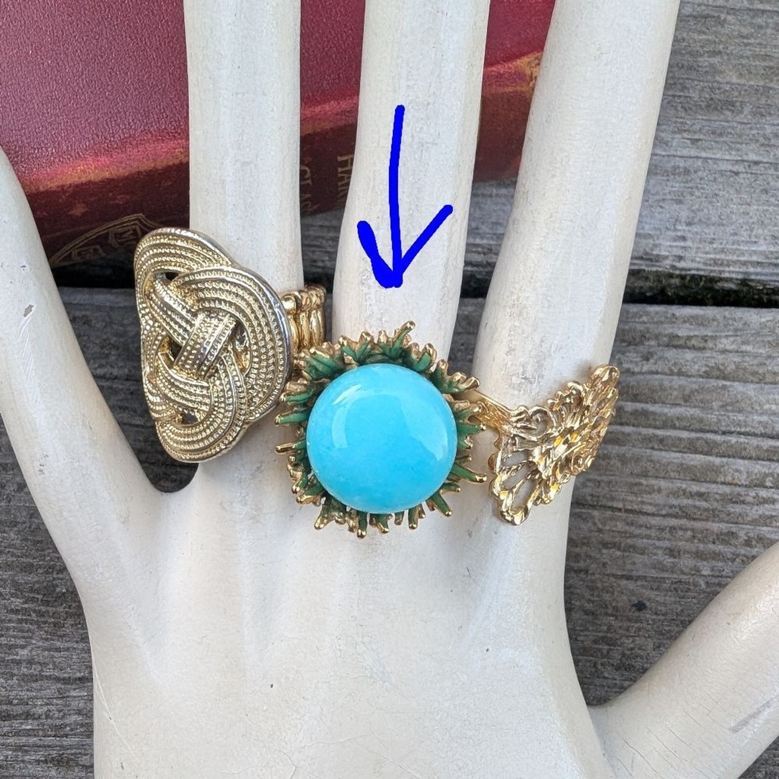 Plunder Gold and Blue  Statement Ring - image 13