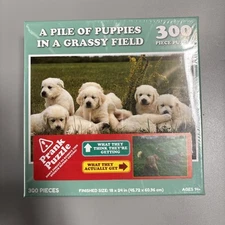 Puzzles Prank Puzzle  A Pile Of Puppies In A Grassy Field 300 pieces  for Adults