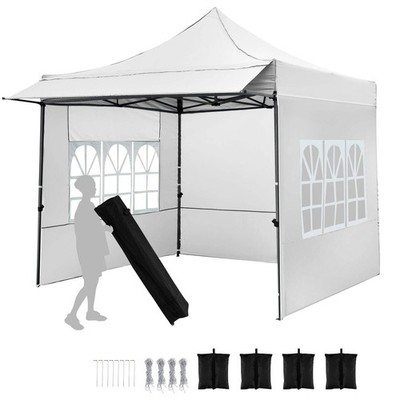 10 x 10 Pop Up Baldachin Zelt mit 3 Seitenwänden - Weiß
