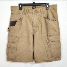 Wrangler Workwear Ripstop Ranger Cargo Shorts Size 36 Tan Hammer Loop Utility