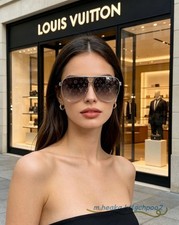 Louis Vuitton Metal Silver Monogram Lens Aviator Sunglasses 50 18-140