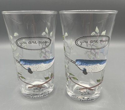 Anthropologie Menagerie Molly Hatch You Are Magic Narwhal Juice Glass Set 2