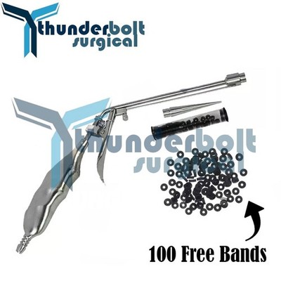 Hemorrhoid Suction Ligator Straight Angle + 100 Bands NEW Surgical Instruments