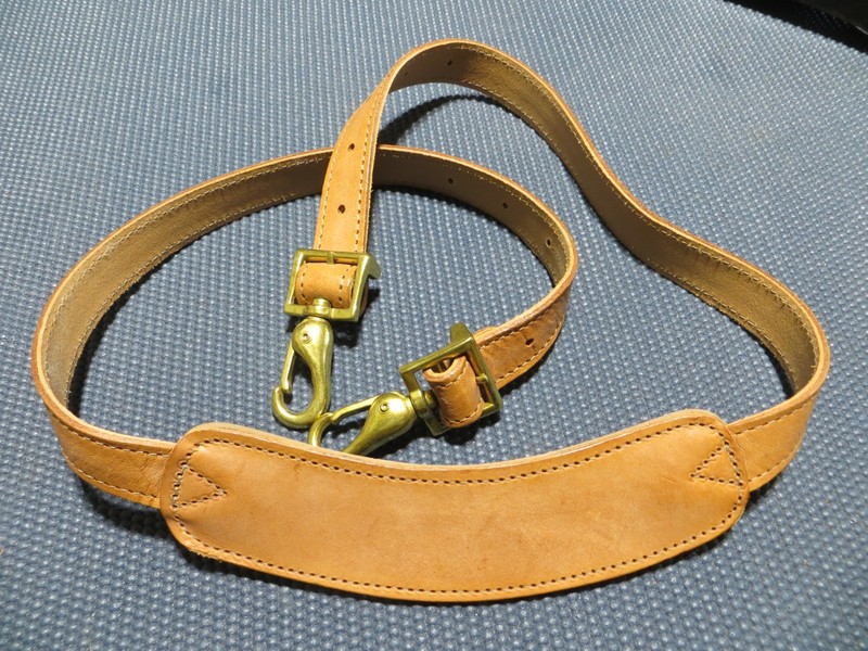 Vtg Hartmann Tan Leather Replacement Shoulder Strap Brass & Adjustable  33-50"