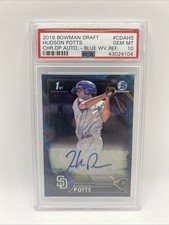 Hudson Potts 2016 Bowman Chrome Blue Wave Refractor Auto 81/150 PSA 10