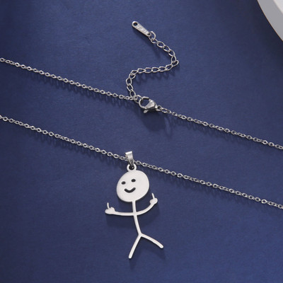 Hip Hop Doodle Halskette für Herren Damen Edelstahl Lang Hals Kette Mode Mi