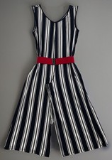 LuLaRoe Jumpsuit Size XL Navy Blue White Stri...