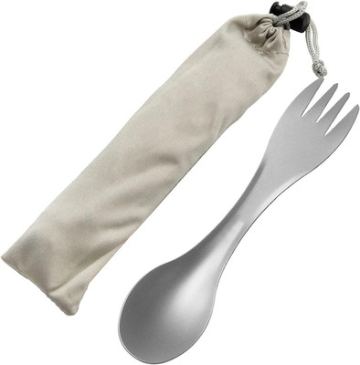 Titan Löffel/Spork, Multifunktional Camping Besteck 2 in1 Titanium Löffel Gabel,