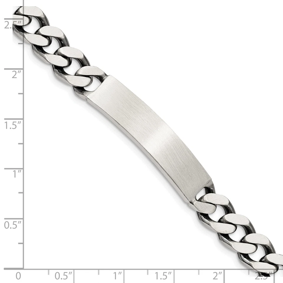 Silver 8inch Engraveable Antiqued Curb Link ID Bracelet QID121 - Image 3 of 3