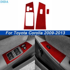 For Toyota Corolla 2003-08 3pcs Red Carbon Fiber Window Lift Switch Panel Cover