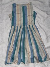 Fever London Women's Dress Size 8 Pastels Striped Bridal Shower Tea Party Pleats