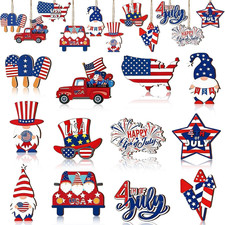 12Pcs 4Th of July Decorations Independence Day Wooden Ornaments Patriotic Tree O