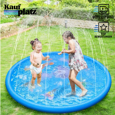 Splash Pad 170cm Sprinkler Wasser Spielmatte für Draußen Garten Sommer Kinder
