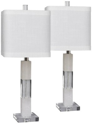 Davie Stacked Block 26'' High Crystal and Marble Table Lamps Set of 2