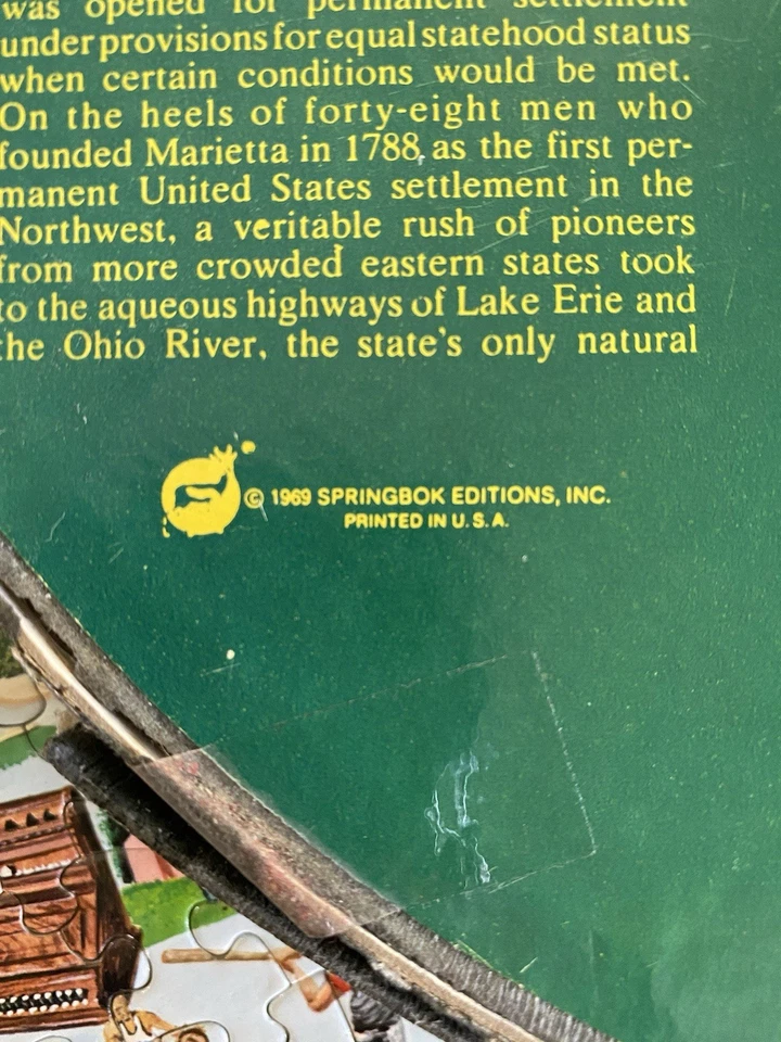 Vintage Springbok Puzzle Ohio Shaped State Map 550+Pcs 24.5" x 21.25" 1969 USA - Image 3 of 4