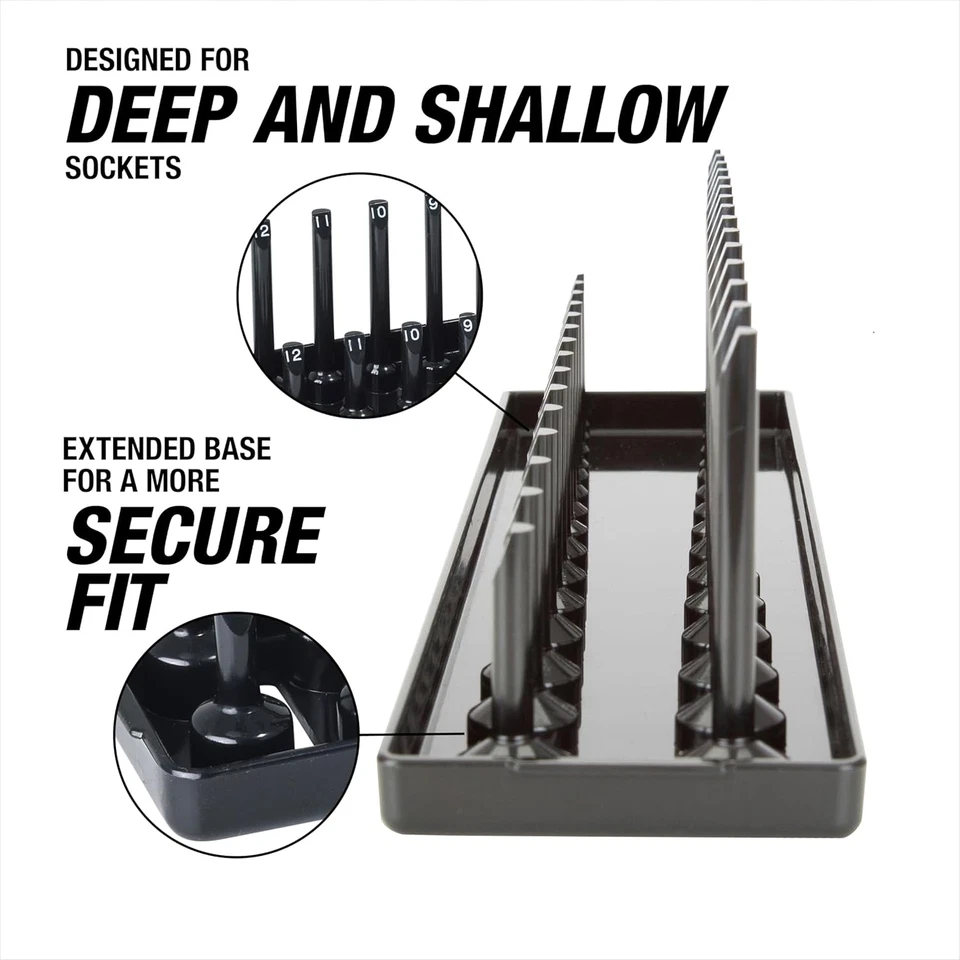 22209 Metric 3/8 Inch Drive Socket Tray Organizer, Black - Image 4 of 4