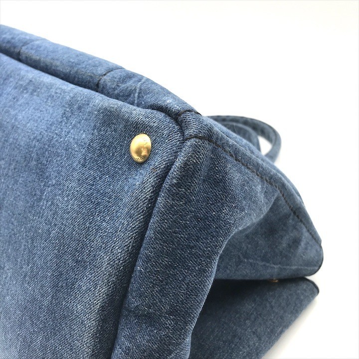Good Condition PRADA Canapa 2WAY Shoulder Tote Hand Bag Denim Blue Ladies Brand thumbnail 5