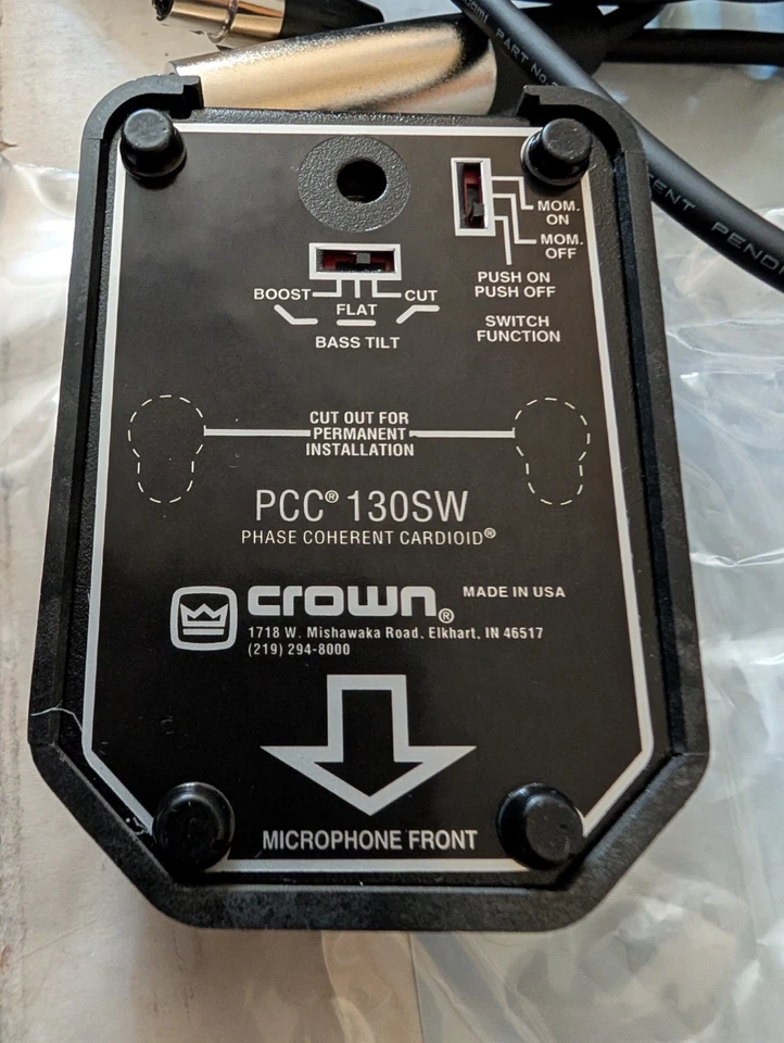 Crown PCC 130SW Micrófono Profesional Capa Límite Completo En Caja Cable XLR Foto 4 de 4