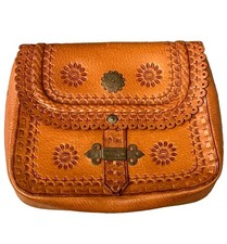 Vintage 1973 Handmade Mexican Tooled Leather Saddle Purse Handbag Western Boho