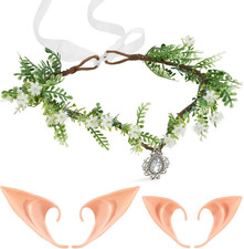 Waldfee Elfenohren Stirnband Set - Elfenkrone Und 2 Paar Elfenohren, Feen Kostüm