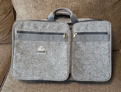Vintage Samsonite Gray Tweed Bi Fold Garment Bag Suit Travel Carry On Shoulder