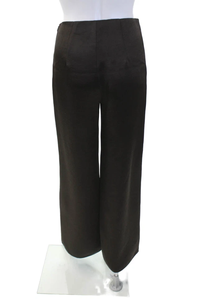 Pantalones de pierna recta de tiro alto Vince para mujer marrón chocolate talla extra extra pequeños Foto 4 de 4