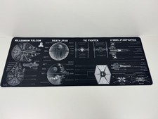 Star Wars XL Mouse Pad Desk Mat 31x12 Millennium Falcon Death Star Blueprint NEW