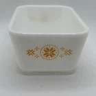 Vintage Pyrex Town & Country Refrigerator Dish 0502 1 1/2 Pint Gold MCM Fridgey
