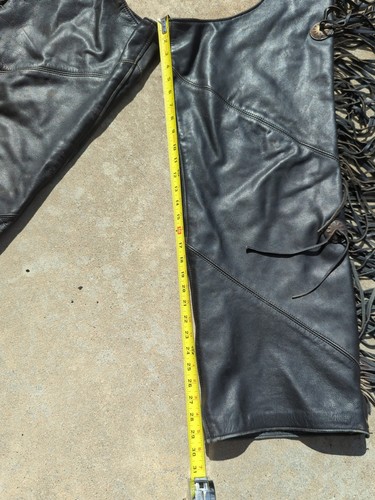 Men's Willie G Harley Davidson Black Leather Fringe Chaps Size XL - M27 - Picture 8 of 16