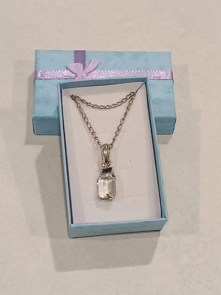 collana ciondolo cristallo austriaco trasparente catenina metallo rodiato - Immagine 3 di 3