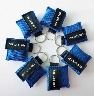 100Pcs/lot CPR Mask Keychain Cpr Face Shield Life Key First Aid Training Blue
