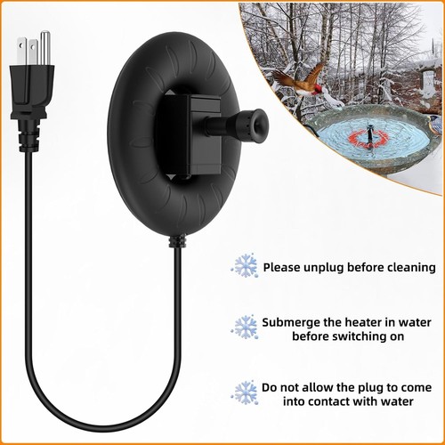 Bird Bath Heater for Outdoors with Water Pump Deicer for Birdbaths-Patio Yard - Picture 6 of 8