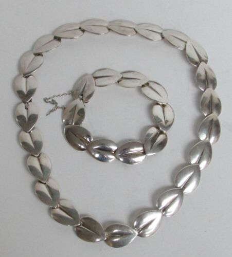 EXQUISITES DÄNEMARK DRAGSTED STERLINGSILBER AKANTHUSBLATT HALSKETTE & ARMBAND SET - Bild 2 von 5